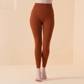 Nahtlose gerippte Yoga-Leggings in Karamell mit hohem Bund und Kompressionseffekt - S / Kaffeebraun