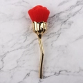 Rose-shaped nail dust brush with vibrant red bristles and elegant golden handle - Gold Handle Chinese Red Bristles