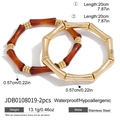 Bamboo style bracelet set in amber resin and gold stainless steel finish - Amber And Gold Bamboo Shape (JDB0108019)
