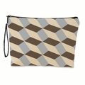 Borsa cosmetica con motivo geometrico 3D e cinturino da polso nero elegante - Motivo Cubo 3D - Con Cinturino da Polso (xy-015-02)