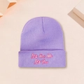 Purple beanie with It's Not Me It's You pink embroidery and classic cuffed knit design - One Size / Light Purple Embroidered Beanie