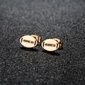 Miniature rose gold stainless steel rugby stud earrings with hollow athletic pattern - Rugby Ball / Rose Gold