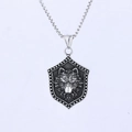 Ciondolo scudo testa di lupo argento stile punk con catena box in acciaio inossidabile - Stile Scudo Testa di Lupo Argento (D0109-1)