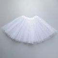 White multilayer tulle ballet skirt for kids with colorful star sequins and elastic waist - White Sequin Star Mesh Tutu Skirt