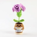 Handmade crochet potted flower with purple bloom and mother's day thank you card - Carnation Potted Purple (No Base)