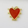 Ciondolo cuore rosso placcato oro con bordo in zircone per collane e bracciali - Rosso