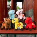 Set of colorful Chinese New Year horse plush toys with traditional Fu character - Assorted Colors