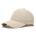 Breathable quick-dry beige baseball cap with laser-perforated holes for sun protection - One Size / Off White