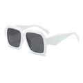White full-frame square oversized sunglasses with dark grey lenses and chunky temples - White Frame Gray Lens