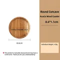 Round acacia wood coaster with recessed design, 8.6cm diameter natural non-slip mat - Acacia Wood / 8.6cm Acacia Wood Round Coaster (No Logo)