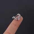 Silver-toned 20G surgical steel cartilage earring with sparkling zircon clusters - Irregular Geometric Style (315-8#S)