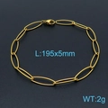 Bracciale a catena ovale in acciaio al titanio dorato con chiusura a moschettone - Bracciale Dorato (KB147226-Z) / 195x5mm