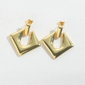 Chic gold-toned irregular geometric heart earrings with a polished metallic finish - Rhombus Style ES2530-2