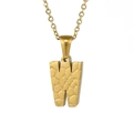18K gold-plated stainless steel necklace featuring a textured letter W pendant - Letter W / Gold