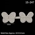 Stampo in silicone grigio a farfalla con doppie cavità da 3,5 cm per argilla e fondant - Stile Texture Farfalla (15-247) / Grigio