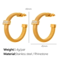 Elegantes pendientes de aro en acero inoxidable dorado con espiral y brillantes gemas - Pendientes de Espiral de 8mm de Ancho (EH235) / Dorado