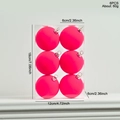 6PCS 6cm pink flocked Christmas balls in a clear box with size measurements - Set of 6 / Rose Red