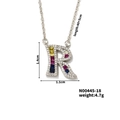 Letter R pendant necklace with colorful gemstones and white crystals on a gold chain - Letter R Style (N00445-18)