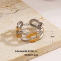 Goud- en zilverkleurige roestvrijstalen schakelring met een minimalistisch punk design - Tweekleurige Kettingontwerpstijl (ZN701G-10)