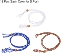 Handmade woven net pendant holder set in white, navy, and brown colors with wooden beads - Blue