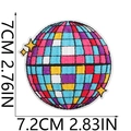 Detailed view of disco ball embroidered patch with dimensions 7.2cm by 7cm - No. 4 (Disco Ball with Stars)