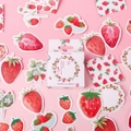 Hand-painted strawberry theme sticker set in a matching gift box for DIY journals - Strawberry Cheese