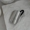 Chic silver geometric oval metal hair cuff with black elastic tie on white surface - 00610-Arc Buckle-Silver