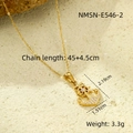 Ocean style golden anchor and helm pendant necklace with paved crystals and 45cm chain - Gold Anchor Helm Rhinestone Necklace