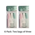 Safety folding eyebrow razor set 6 pieces in pink white and green colors for beginners - 6pcs (2 Bags of 3pcs Simple Pack)