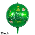 Ballon de Noël vert de 22 pouces avec Père Noël, bonhomme de neige et motifs festifs - Ballon 4D vert de Noël de 22 pouces
