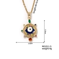 Detailed view of evil eye pendant with 40 plus 5cm chain and product measurements - Sun Ray Eye Style (N01011-5)
