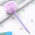 Cute purple ballpoint pen with a fluffy faux fur pom pom on a minimalist background - 1.0mm Bullet Tip / Purple