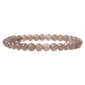 Minimalist 6mm natural grey chalcedony stone bead stretch bracelet with polished finish - Grey Agate