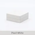 Minimalist square jewelry box in pearl white finish with fine textured surface - 9*9*3.8cm / Pearl White