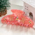 Pinza per capelli rosa con motivi di pan di zenzero e albero di Natale festivi - 10cm / Omino di pan di zenzero rosa