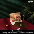 Carte de Noël 3D Père Noël dans la cheminée avec son enveloppe vert olive élégante - Type E - HK051 Carte 3D Merveilleux Noël
