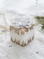 Sparkling champagne gold and white Christmas gift box ornament with glitter and bow 10cm - Champagne Style D