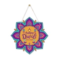 Mandala-förmiges Happy Diwali Hängeschild aus Holz für Festival of Lights Deko - Diwali Türhänger Stil D (Mandala)