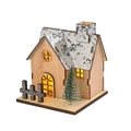 Petite maison de Noël en bois artisanale avec lumières LED et toit enneigé décoratif - Style C