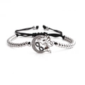 Pulsera de cuentas plateadas con hada luna e infinito y cordón negro ajustable - Oro Blanco