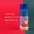 Christmas 12-color pencil set in Santa cardboard tube with built-in blue sharpener - Christmas Colored Pencils - Santa