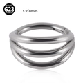 Silver triple layered G23 titanium nose ring with cubic zirconia 1.2x8mm - 1.2*8mm / 10# Triple Layer Silver-Tone