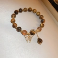 Coffee Rhinestone Butterfly Cat's Eye Bracelet