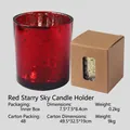 Red starry mercury glass candle holder with internal packaging box and dimensions - Red Galaxy