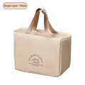 Khaki single-layer insulated lunch bag with bread pattern and durable handle - Single Layer / Khaki
