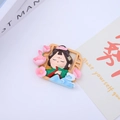 Cute green resin doll in a window frame with floral accents for desk decoration - Green Mountain Cloud / Ancient Style Ornament Series