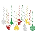 Decorazioni natalizie a spirale con glitter, renne, alberi e fiocchi di neve - Set di Ciondoli a Spirale Appesi Multicolore (J-0255-2)