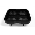 Detailed view of black 4-hole diamond-shaped silicone ice ball mold base with cut design - 4 Cavity Diamond / With Funnel / Black