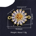 Golden copper sunflower jewelry connector with AAA cubic zirconia stones, 19x14mm size - Gold Sun Flower (L0657-A)