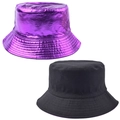 Chapeau bob réversible en violet métallisé et noir mat pour un style tendance - Taille unique / Violet